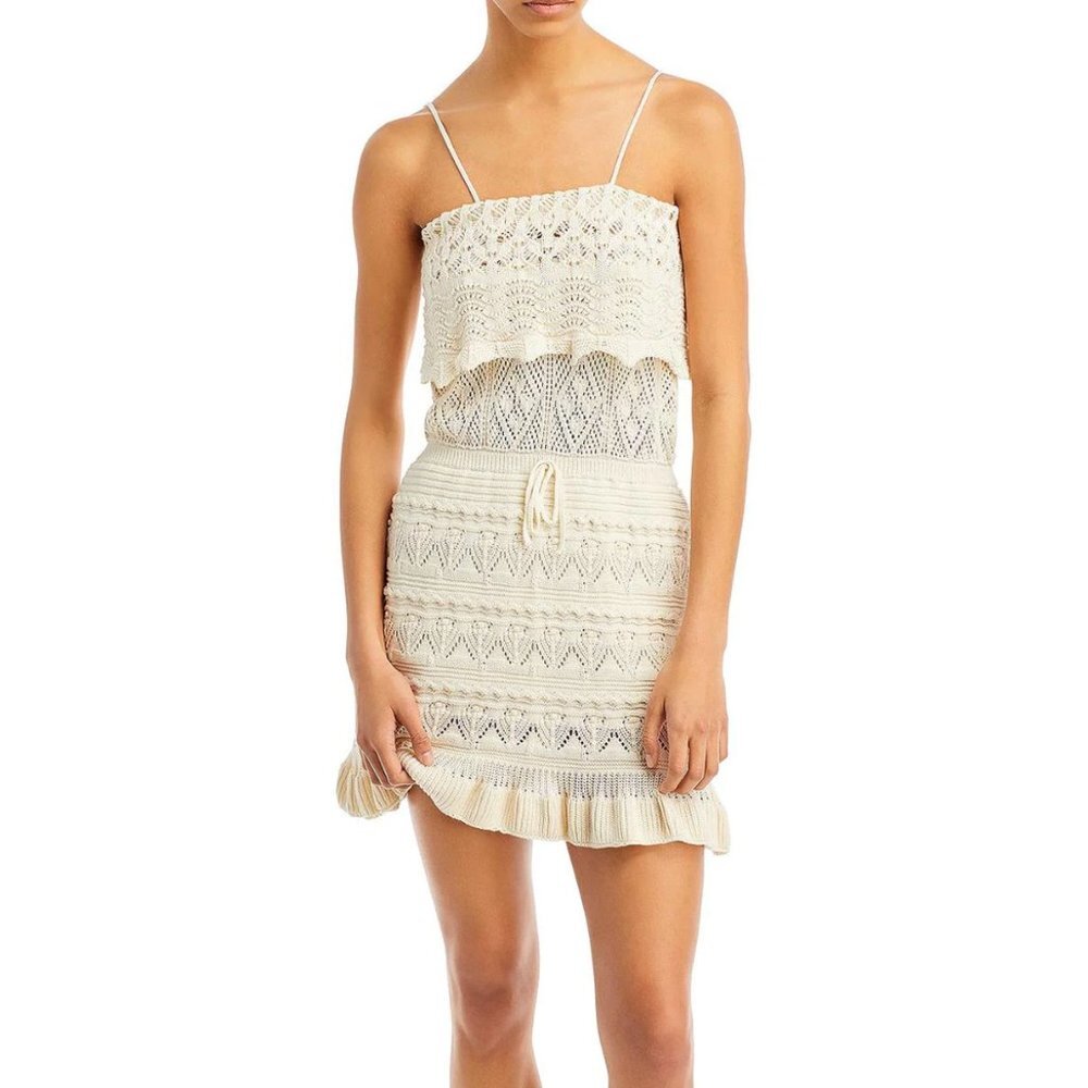 NWT Vintage Havana‎ Knit Crochet Lace Dress Square Neck Sleeveless Coverup Dress